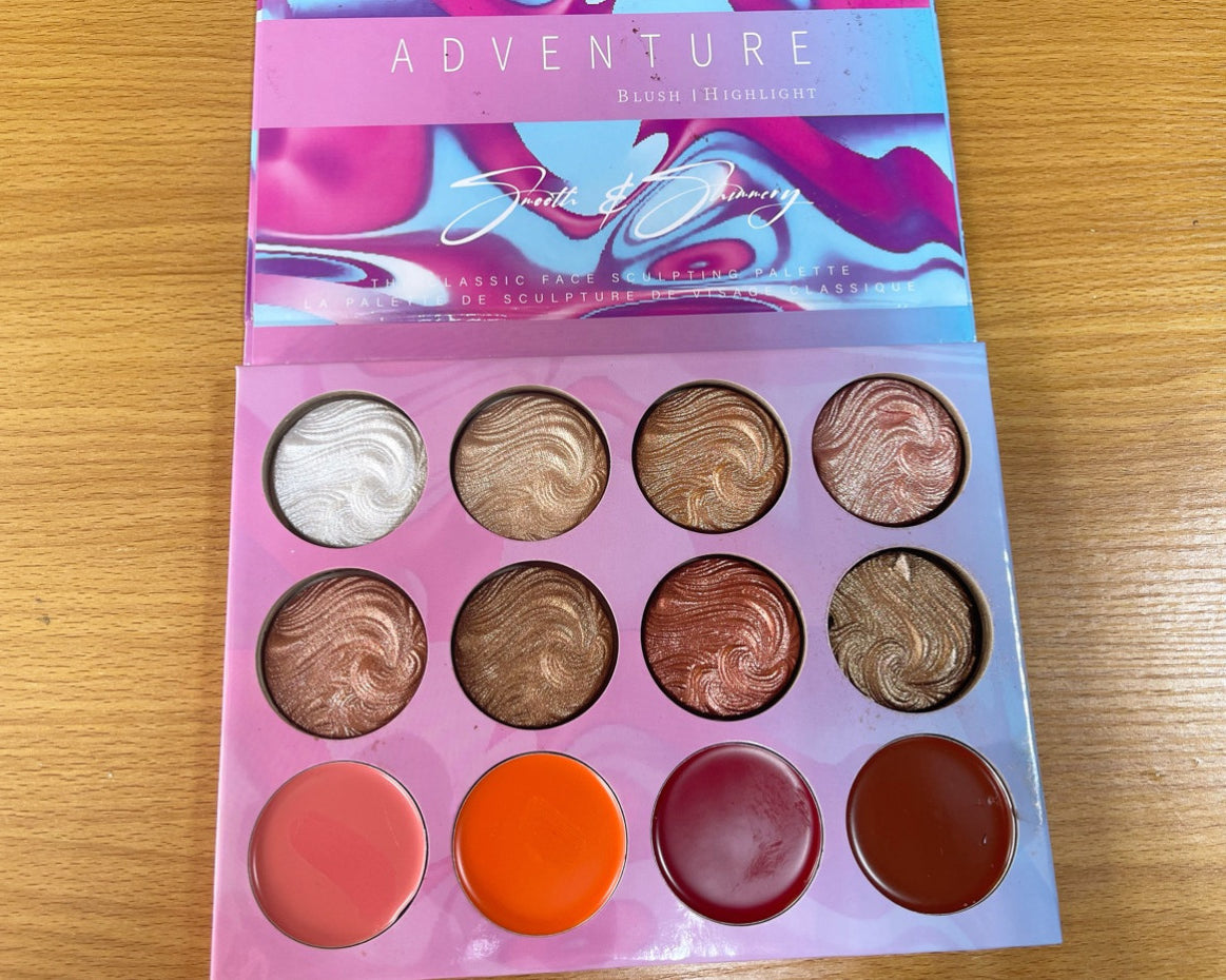 Adventure Makeup Shimmer & Highlight Palette — 12 Shades