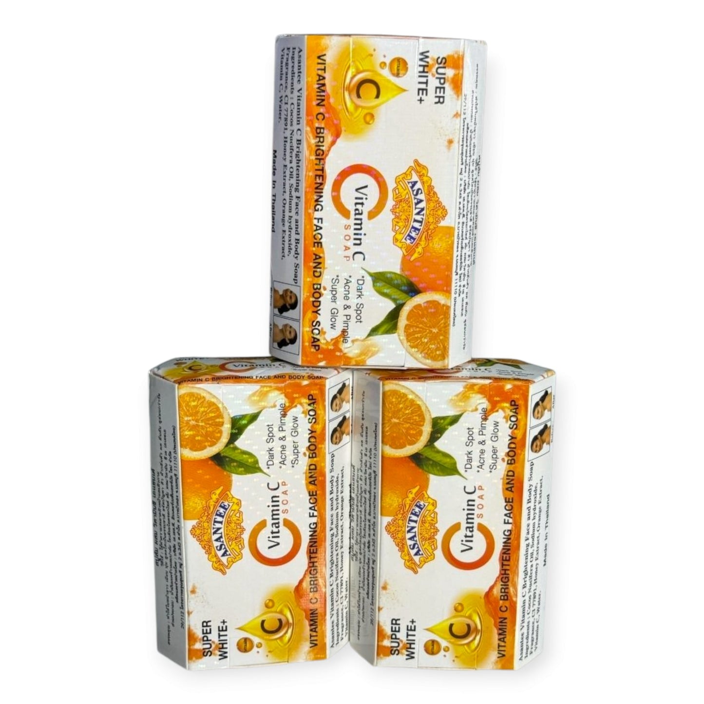 Asantee Vitamin C Brightening Face and Body Soap — 3 Bars × 125 g
