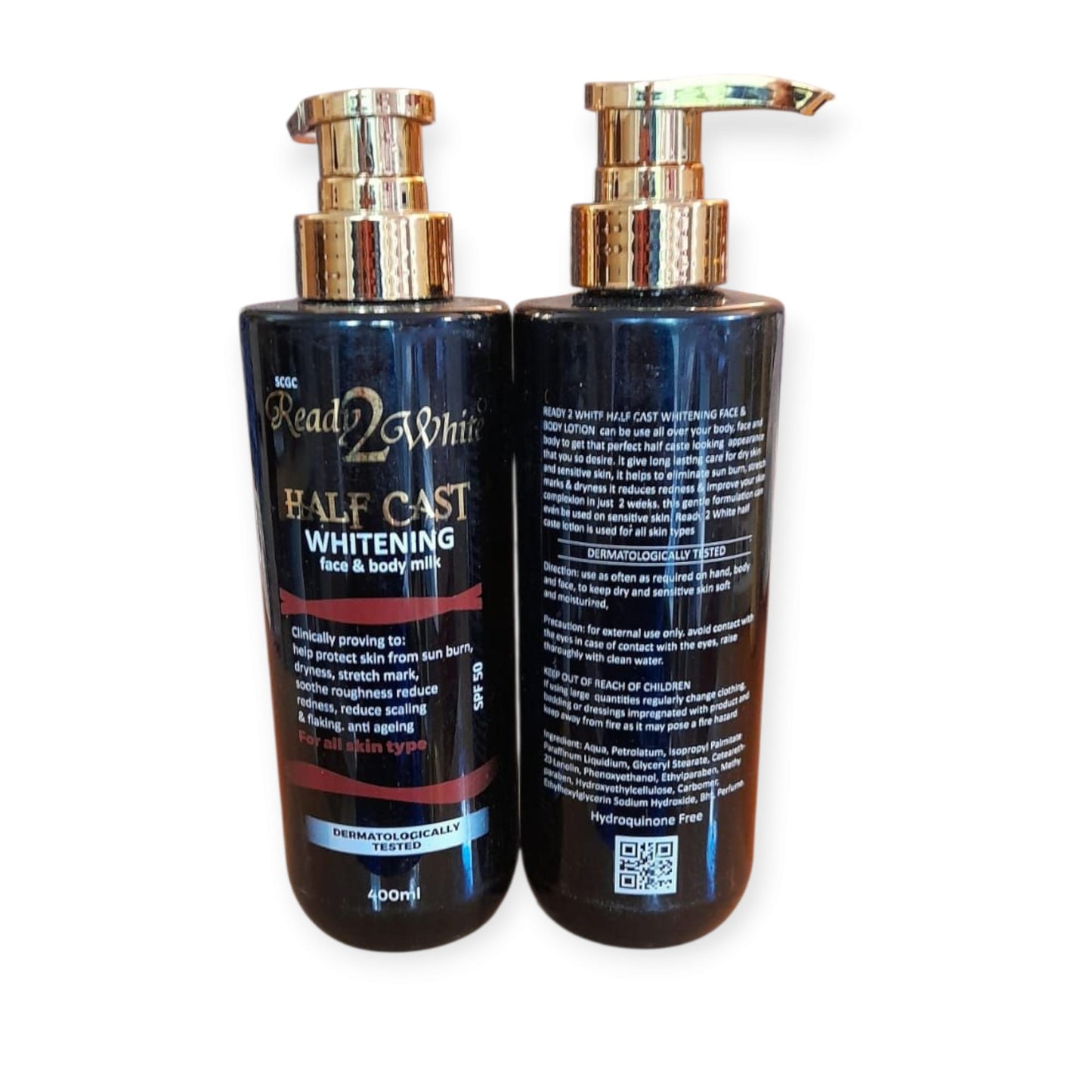 Ready2White Half Cast Whitening Face & Body Lotion SPF 50 — 400 ml
