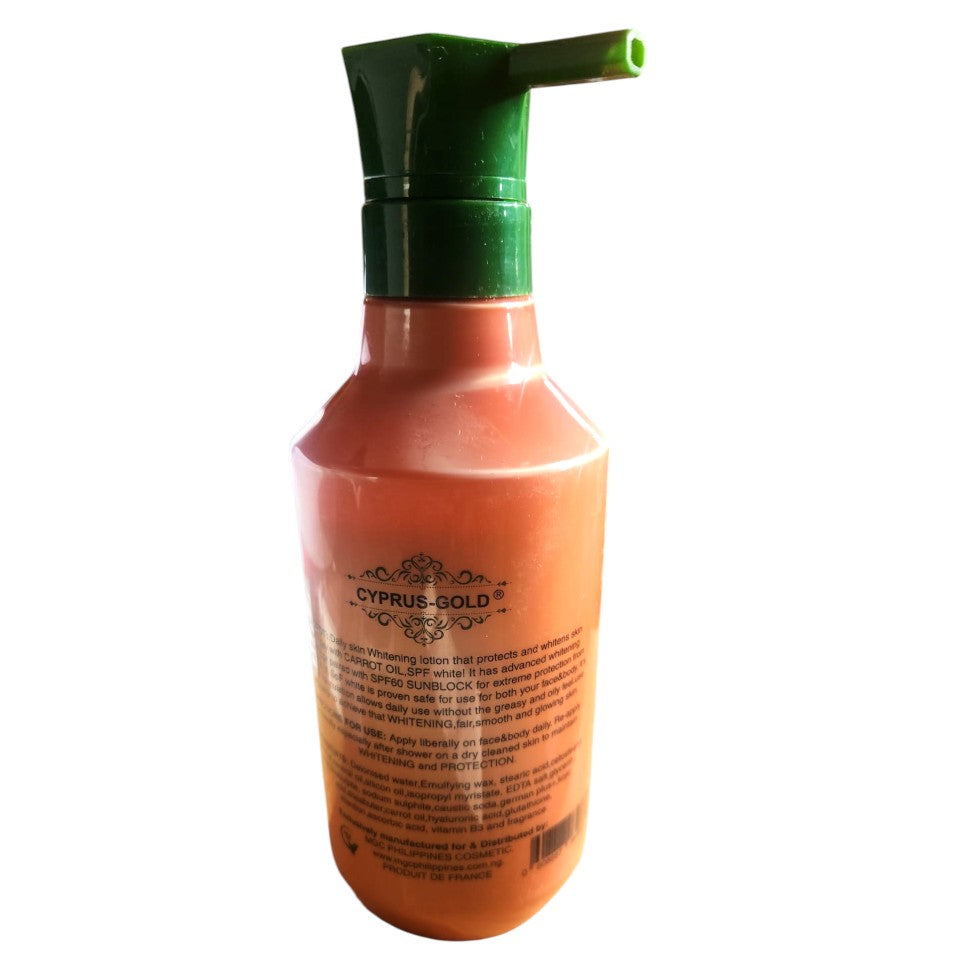 Cyprus-Gold Carrot + Turmeric Extra Lightening & Beautifying Face & Body Lotion 500ml