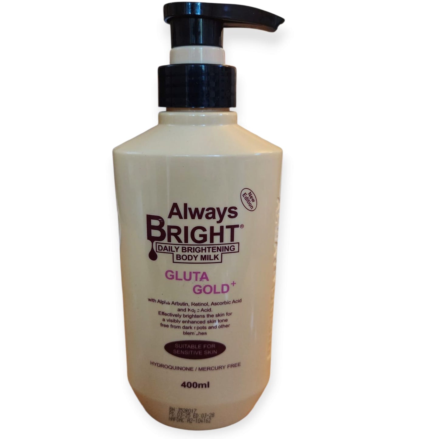Always Bright Daily Brightening Body Milk Gluta + Gold — 400 ml