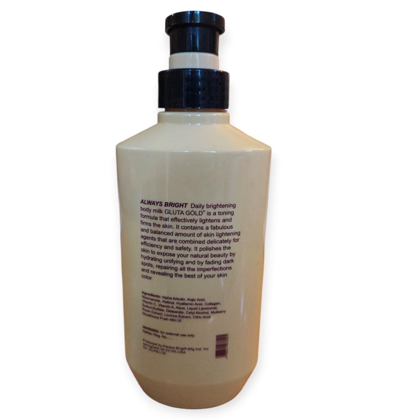Always Bright Daily Brightening Body Milk Gluta + Gold — 400 ml