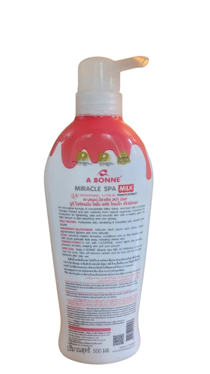 A Bonne Miracle Spa Milk 3X Whitening Lotion — White Glutathione & Tomato Extract, 500 ml