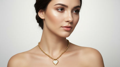 Puffy Heart & 6 mm Ball Chain 16 Inches Necklace