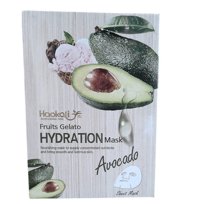 Haokali Fruits Gelato Hydration Sheet  Face Mask ( Avocado) 30ml x 10 pieces