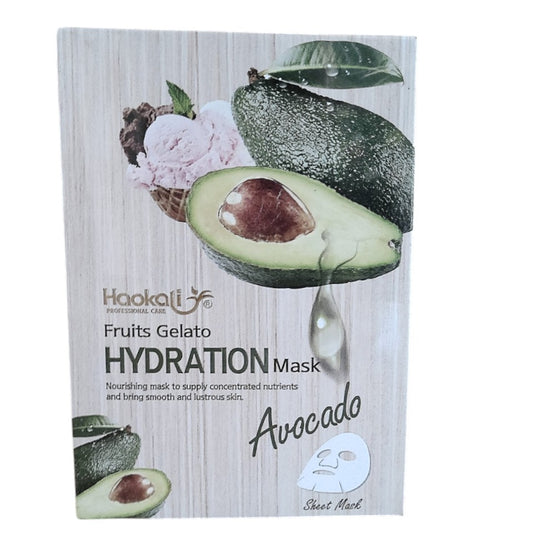Haokali Fruits Gelato Hydration Sheet  Face Mask ( Avocado) 30ml x 10 pieces