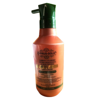 Cyprus-Gold Carrot + Turmeric Extra Lightening & Beautifying Face & Body Lotion 500ml