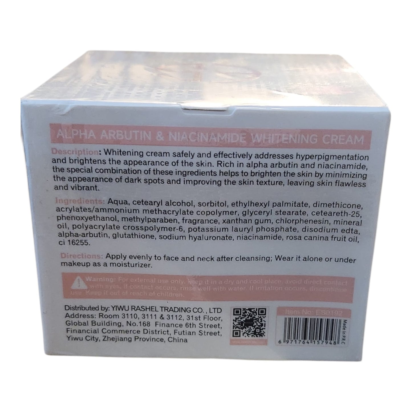 ESTELIN Alpha Arbutin + Niacinamide Whitening Cream 200g