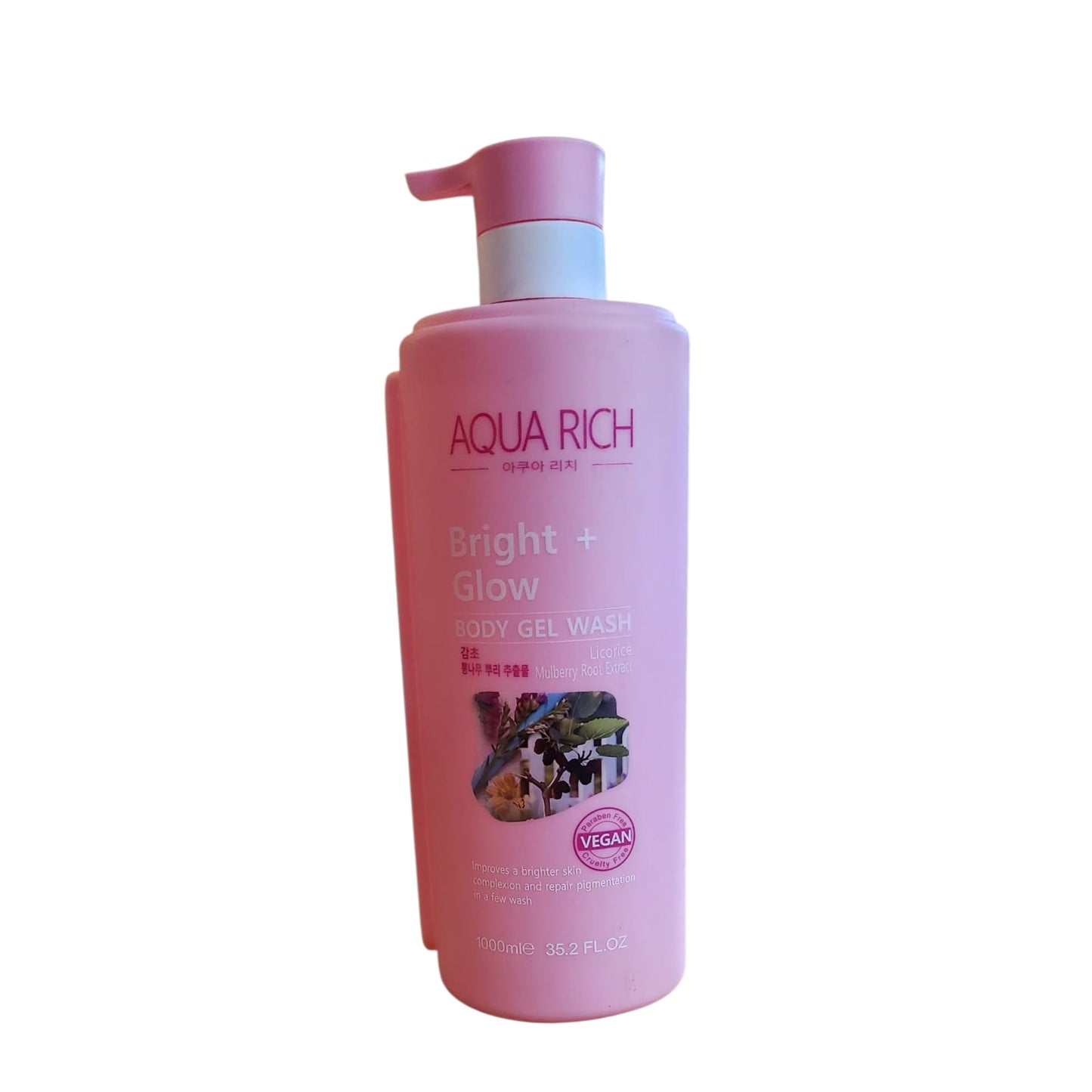 Aqua Rich Bright + Glow Body Gel Wash 1000ml vegan shower gel